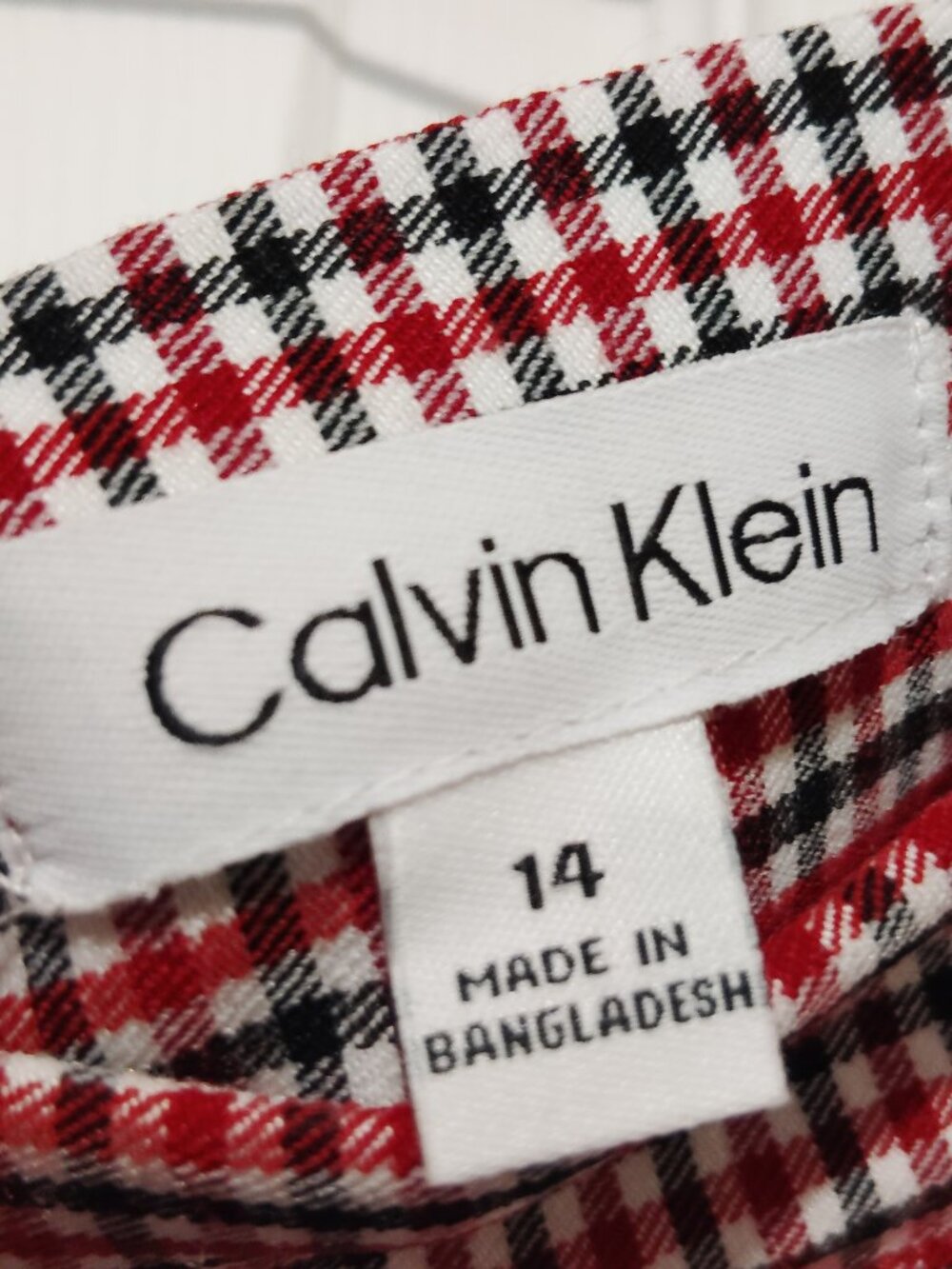 Calvin Klein Elegant Women's Red Black White Plaid  Slim Ankle Pants Size 14 - Picture 7 of 7
